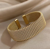 Elegant Braided Mesh Bracelet with Open Design